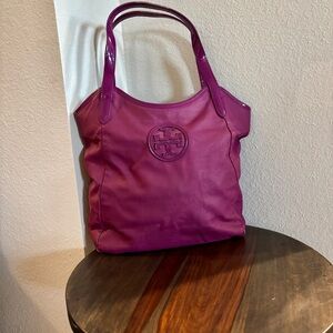 Tory Burch Dipped Canvas Stacked Logo